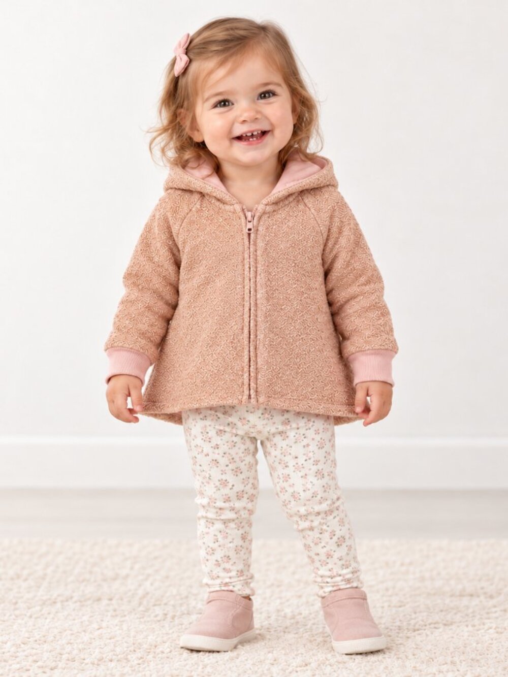 Cat & Jack 18M Sparkle Metallic Pink Full Zip Hooded Jacket NWT